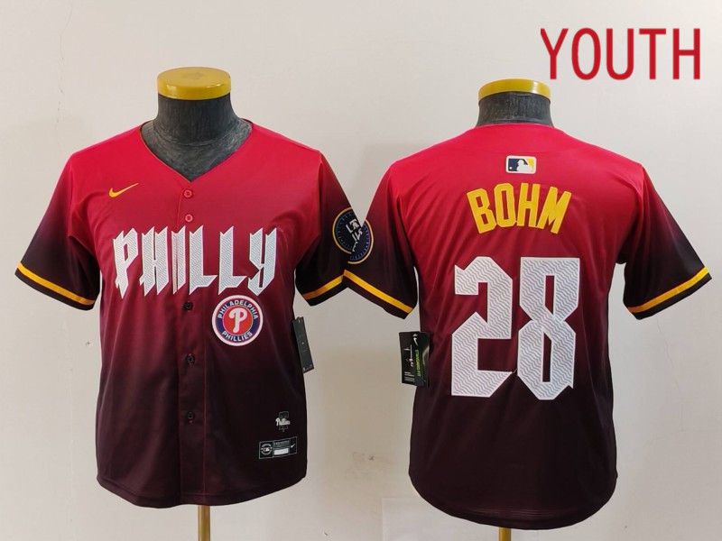 Youth Philadelphia Phillies #28 Bohm Red City Edition 2024 Nike MLB Jersey style 4->philadelphia phillies->MLB Jersey